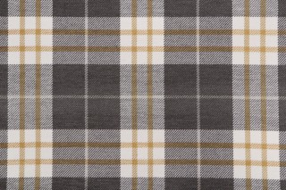 Thibaut Percival Plaid W80079 Woven Chenille Upholstery Fabric in Charcoal/Yellow