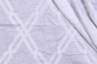 Thibaut Fusion Trellis W736150 Embroidered Semi-Sheer Linen Drapery Fabric in White