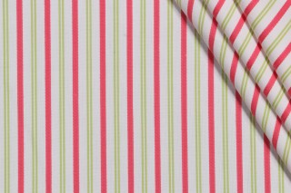 Thibaut Resort Ticking W716035 Woven Cotton Decorator Fabric in Pink & Green
