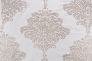 Thibaut Arturo Damask W713017  Embroidered Drapery Fabric in Grey on White