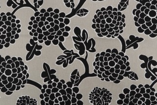 Thibaut Nikko F916018 Printed Linen Blend Drapery Fabric in Black & Tan