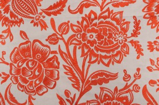 Thibaut Rivera W713047 Embroidered Drapery Fabric in Coral and Flax