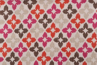 Thibaut Novia F964129 Printed Cotton Drapery Fabric in Coral and Fuchsia