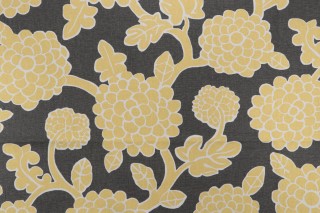 Thibaut Nikko F916016 Printed Linen Blend Drapery Fabric in Yellow and Grey