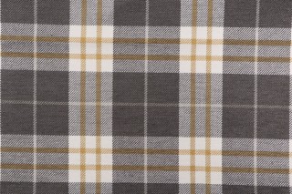 Thibaut Percival Plaid W80079 Woven Chenille Upholstery Fabric in Charcoal/Yellow