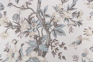 Thibaut Nemour F936131 Printed Linen Blend Drapery Fabric in Beige & Aqua