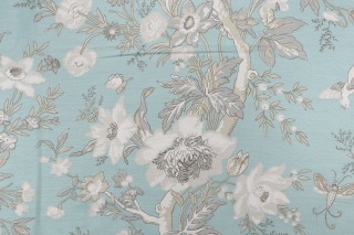 Thibaut Nemour F936130 Printed Linen Blend Drapery Fabric in Aqua