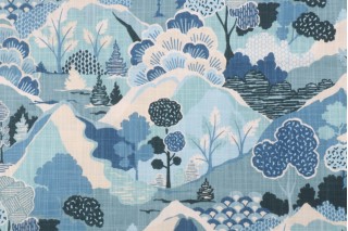 Covington Washburn Printed Cotton Drapery Fabric in 524-Mediterranean Blue