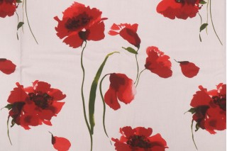 Stof France Coquelicot Printed Cotton Drapery Fabric in Rouge