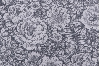 Stof France Montsegur Printed Cotton Drapery Fabric in Anthracite