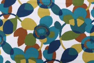 Robert Allen Abstract Flora Printed Drapery Fabric in Turquoise