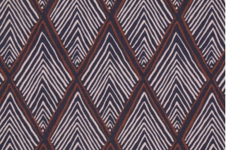 Robert Allen Rhombi Forms Printed Cotton Drapery Fabric in Indigo
