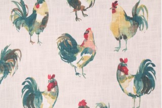 Richloom Rooster Printed Cotton Drapery Fabric in Garden