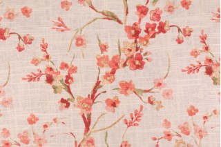 Richloom Posies Printed Linen Blend Drapery Fabric in Coral