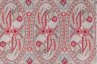 Hamilton Lealand Embroidered Linen Drapery Fabric in Berry
