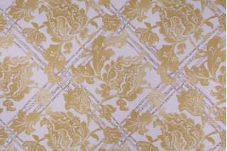 Robert Allen Floral Lattice Printed Cotton Drapery Fabric in Zest