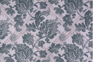 Robert Allen Floral Lattice Printed Cotton Drapery Fabric in Aloe