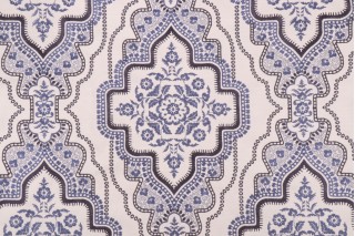 Kaufmann Kashan Embroidered Drapery Fabric in Cobalt
