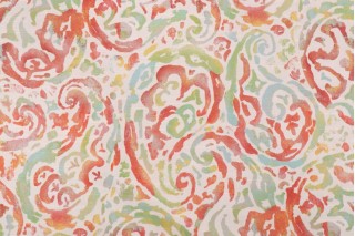 PK Lifestyles Paisley Petals Printed Cotton Drapery Fabric in Mango