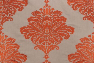 Thibaut Arturo Damask W713013 Embroidered Drapery Fabric in Orange