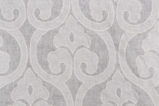 Thibaut Clovis W714263 Embroidered Linen Drapery Fabric in Off-White