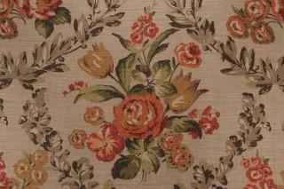 Thibaut Fairview F93822 Printed Linen Blend Drapery Fabric in Tobacco