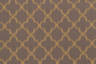 Anna French Charm W74346 Woven Upholstery Fabric in Gold on Taupe for Thibaut