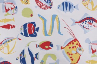 Thibaut Cozumel F916040 Printed Cotton Drapery Fabric in Red, White and Blue