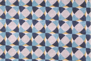 Robert Allen Echo Geo Printed Cotton Drapery Fabric in Peacock by DwellStudio