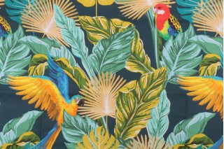 Stof France Bimini Printed Cotton Twill Drapery Fabric in Bleu