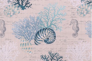 Stof France Neptune Printed Cotton Drapery Fabric in Bleu