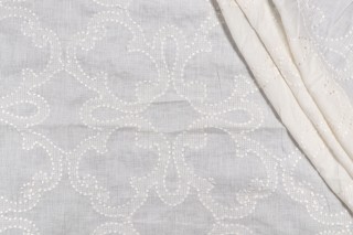 Thibaut Park Slope W764118 Embroidered Linen Drapery Fabric in White