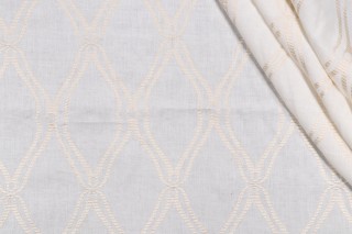 Thibaut Frankfurt W74108 Embroidered Linen Drapery Fabric in White