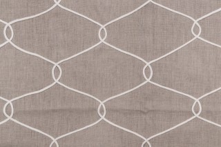Thibaut Theresa Trellis AW7852 Embroidered Drapery Fabric in Flax