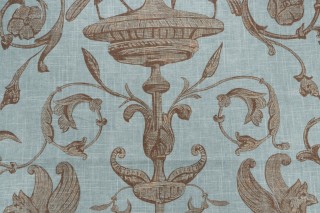 Thibaut Renaissance F91315 Printed Linen Blend Drapery Fabric in Aqua