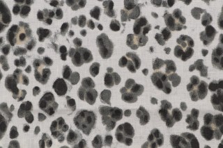 Thibaut Panthera F924377 Printed Linen Drapery Fabric in Black and White