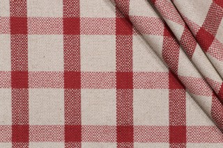 Thibaut Chandler Check W80076 Woven Upholstery Fabric in Cranberry