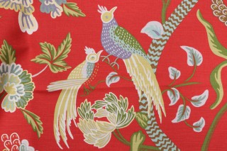 Anna French Janta Bazaar F964161 Printed Linen Blend Drapery Fabric in Red for Thibaut