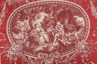 Thibaut Biltmore F97313 Printed Cotton Drapery Fabric in Red on Coral