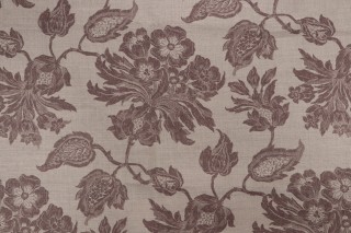 Thibaut Helena F94104 Printed Linen Drapery Fabric in Brown on Natural