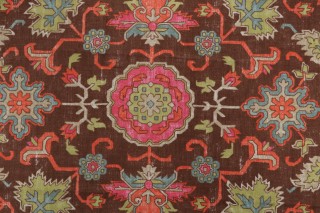 Thibaut Mahal F964133 Printed Linen Blend Drapery Fabric in Chocolate