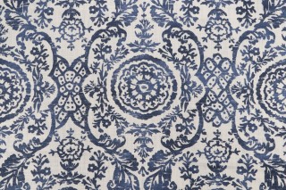 Thibaut Sansome F94151 Printed Linen Blend Drapery Fabric in Navy
