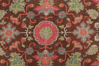 Thibaut Mahal F964133 Printed Linen Blend Drapery Fabric in Chocolate