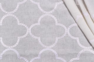 Thibaut Nara W716001 Embroidered Sheer Drapery Fabric in White