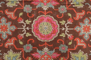 1 Yard Thibaut Mahal F964133 Printed Linen Blend Drapery Fabric in Chocolate