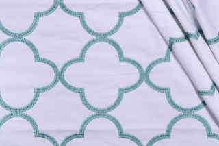 1 Yard Thibaut Mara W716004 Embroidered Drapery Fabric in Turquoise