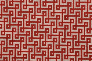 Thibaut Circuit W74331 Woven Upholstery Fabric in Tomato on Almond