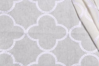 Thibaut Mara W716001 Embroidered Drapery Fabric in White