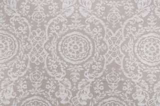 Thibaut Sansome F94155 Printed Linen Blend Drapery Fabric in White on Natural