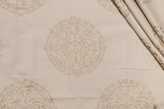 Thibaut Halie W736102 Embroidered Drapery Fabric in Neutral